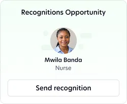 Recognitions Opportunity card for Mwila Banda, Nurse